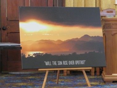 Sign - Sun rise over Opotiki